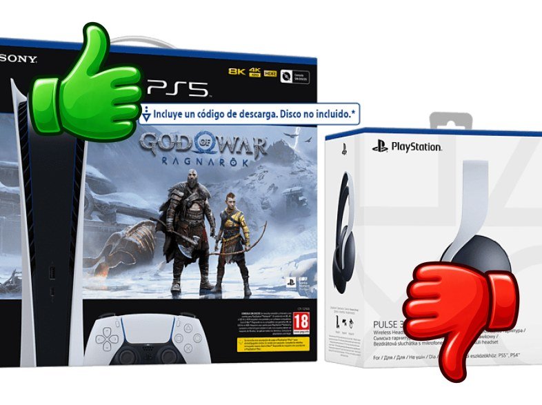 Consola Sony PS5 Digital Edition C 825 GB Blanco + Juego God Of War: Ragnarok (código descarga) + Auriculares Pulse 3D