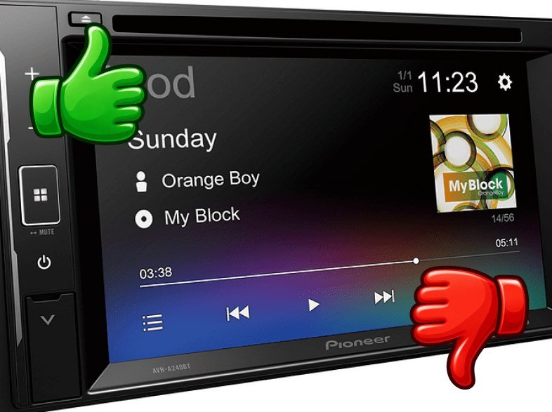 Autorradio Pioneer AVH-A240BT 6.2 Reproductor CD/DVD Bluetooth Compatible con FLAC USB Negro