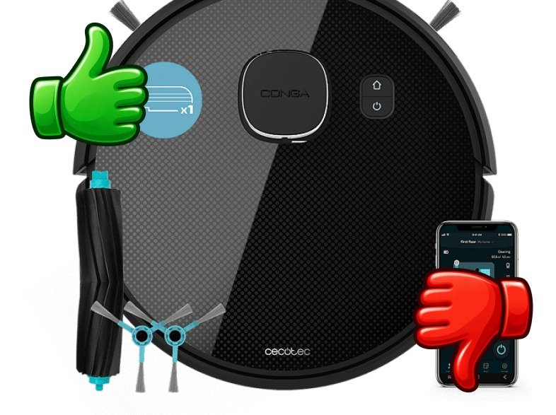 Robot friegasuelos Cecotec Conga Eternal Pet Titanium 14.4 V 110 min 64 db 4 en 1 Tecnología OnlyOne System Negro