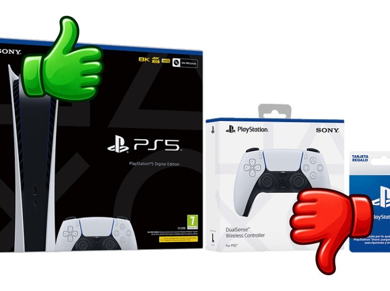 Consola Sony PS5 Digital Edition C 825 GB 4K HDR Blanco + 1 Mando DualSense™ Extra + Tarjeta 50€ PS Store